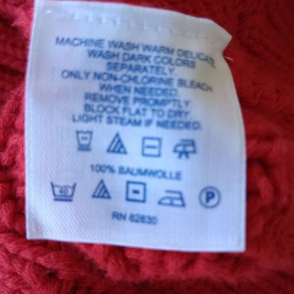 Vintage Women's Lands End Chunky Cable Knit Button Up Red XL 18-20 Y2K Fisherman - Picture 5 of 9